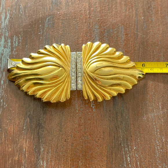 Accessocraft NYC Vintage 80s Golden Belt Buckle 6 x 3" - Picture 6 of 8